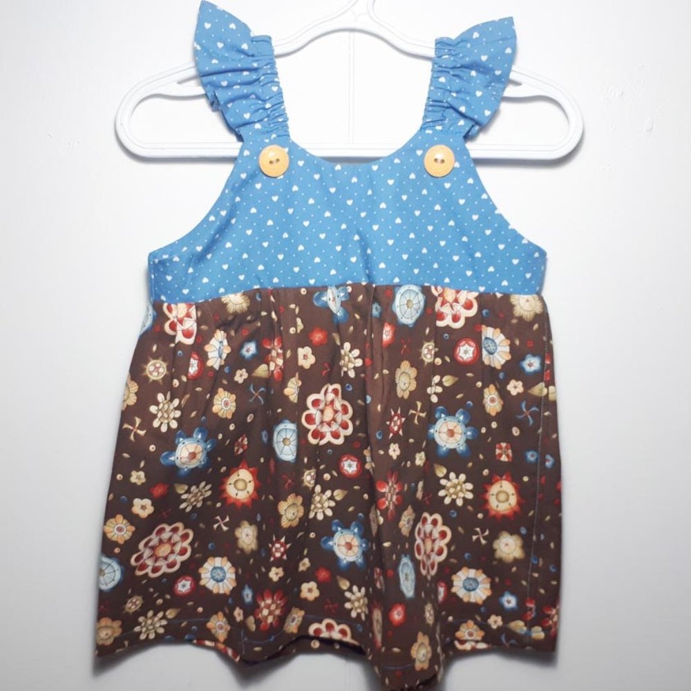 Toddler sundress in cottage patterns. Size 18-24 months